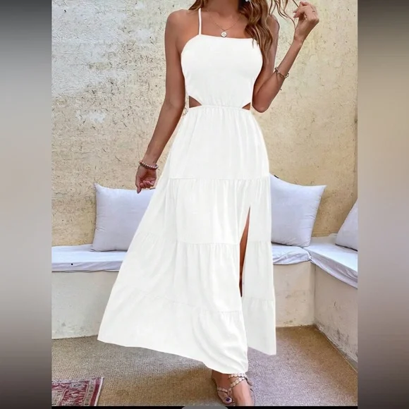 Boho crisscross tie open back cutout maxi dress - Picture 4 of 7